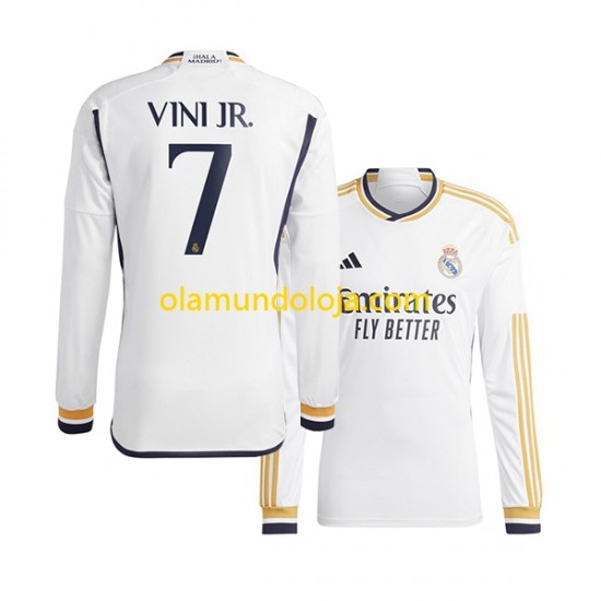 Camisola Real Madrid Vinicius Junior 7 Homem Equipamento Primeiro 2023-2024 Manga Comprida